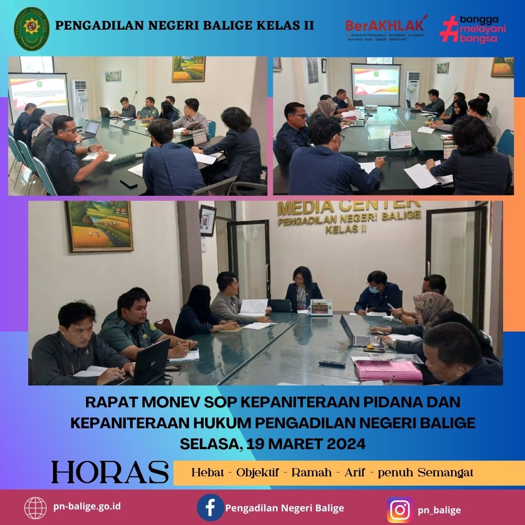 RAPAT MONEV SOP KEPANITERAAN PIDANA DAN  KEPANITERAAN HUKUM PENGADILAN NEGERI BALIGE
